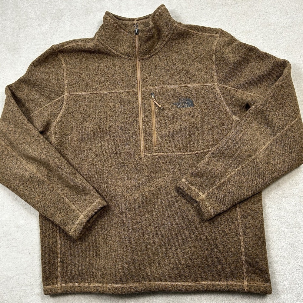 The North Face Gordon Jacket Mens XL Brown Fleece Lined 1/2 Zip Pullover